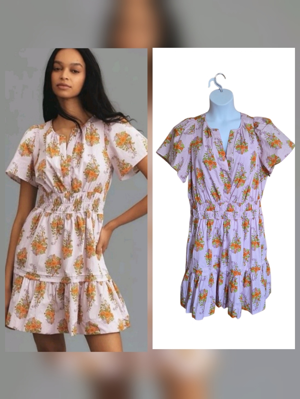 Anthropologie The Somerset Mini Dress Purple Orange Floral Sz 1X Boho Chic NWOT